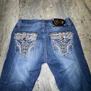 Cello Jeans Size 1 Embellished Bootcut Medium Wash Low Rise
